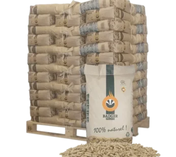 Pellet di legno BADGER – pallet da 65 sacchi da 15 kg ciascuno